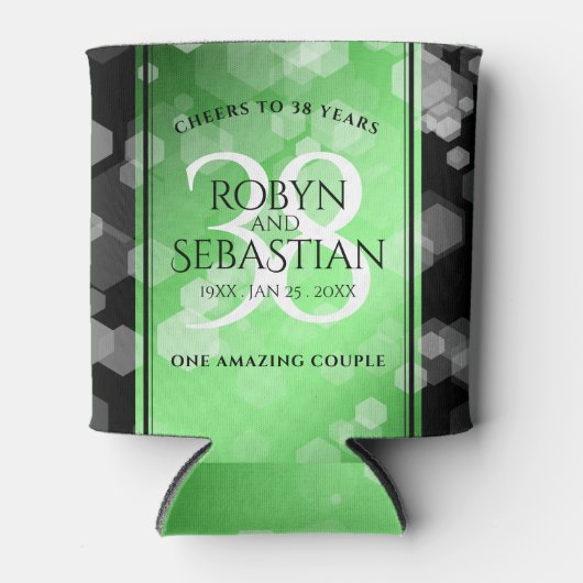 Elegant 38th Emerald Wedding Jubileum Blikjeskoeler (Voorkant)