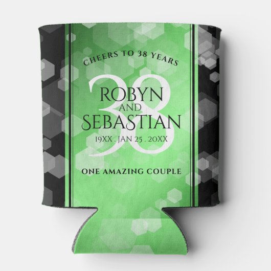 Elegant 38th Emerald Wedding Jubileum Blikjeskoeler (Achterkant)