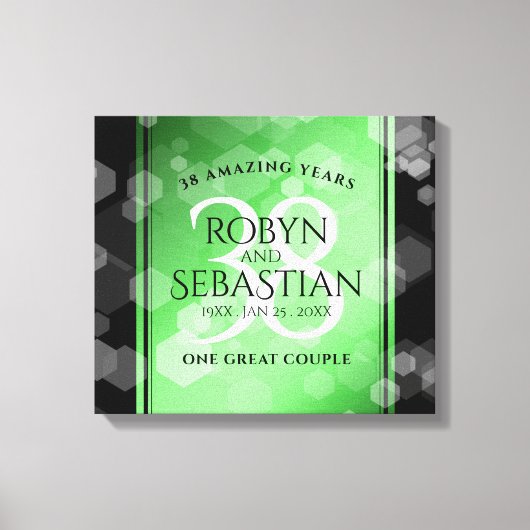 Elegant 38th Emerald Wedding Jubileum Canvas Afdruk (Voorkant)