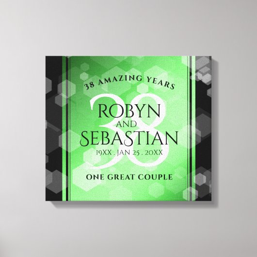 Elegant 38th Emerald Wedding Jubileum Canvas Afdruk (Voorkant)