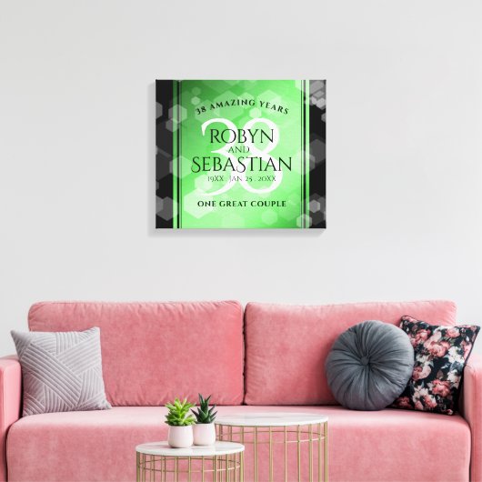 Elegant 38th Emerald Wedding Jubileum Canvas Afdruk (Insitu (Woonkamer))