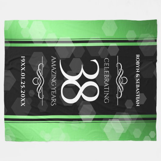 Elegant 38th Emerald Wedding Jubileum Fleece Deken (Voorkant (Horizontaal))