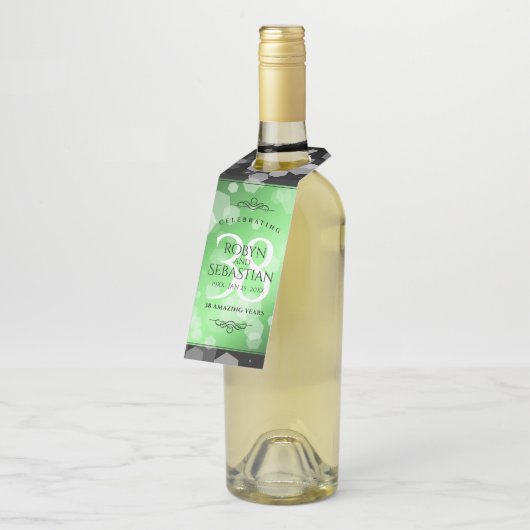 Elegant 38th Emerald Wedding Jubileum Flessenhanger (Schuin)