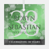 Elegant 38th Emerald Wedding Jubileum Glas Ornament (Voorkant)