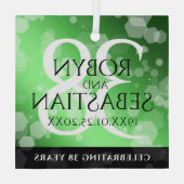 Elegant 38th Emerald Wedding Jubileum Glas Ornament (Achterkant)