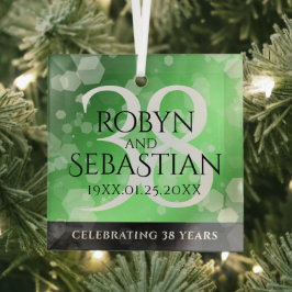 Elegant 38th Emerald Wedding Jubileum Glas Ornament