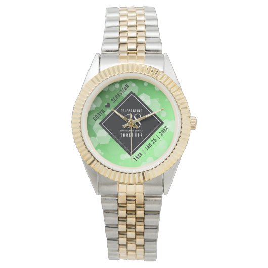 Elegant 38th Emerald Wedding Jubileum Horloge (Voorkant)