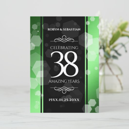 Elegant 38th Emerald Wedding Jubileum Kaart (Staand voorkant)