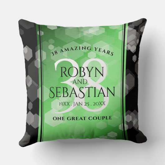 Elegant 38th Emerald Wedding Jubileum Kussen (Achterkant)