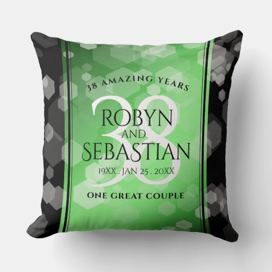 Elegant 38th Emerald Wedding Jubileum Kussen (Voorkant)