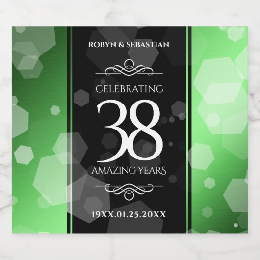 Elegant 38th Emerald Wedding Jubileum Likeurfles Etiket (Enkel label)