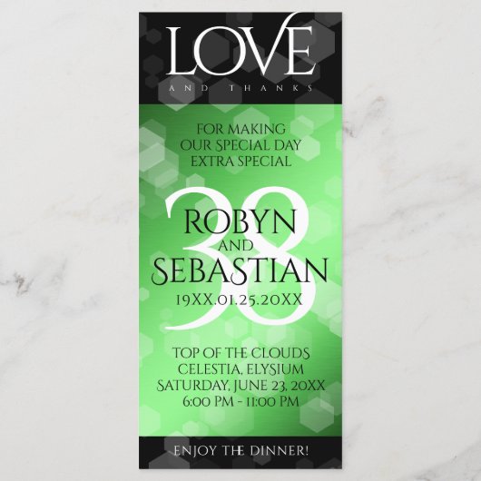 Elegant 38th Emerald Wedding Jubileum Menu (Achterkant)