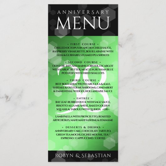 Elegant 38th Emerald Wedding Jubileum Menu (Voorkant)