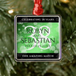 Elegant 38th Emerald Wedding Jubileum Metalen Ornament