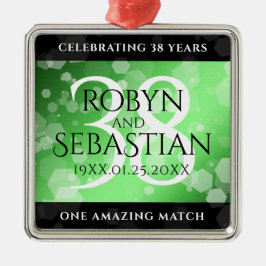 Elegant 38th Emerald Wedding Jubileum Metalen Ornament