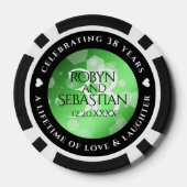 Elegant 38th Emerald Wedding Jubileum Poker Chips (Achterkant)