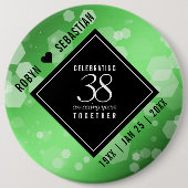 Elegant 38th Emerald Wedding Jubileum Ronde Button 6,0 Cm (Voorkant)