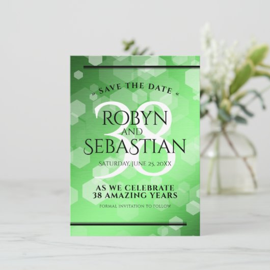 Elegant 38th Emerald Wedding Jubileum Save The Date (Staand voorkant)