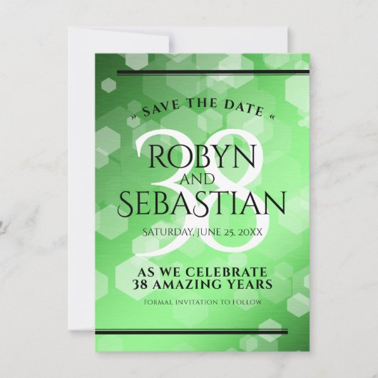 Elegant 38th Emerald Wedding Jubileum Save The Date (Voorkant)