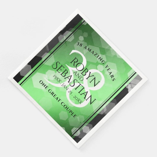 Elegant 38th Emerald Wedding Jubileum Servet (Hoek)