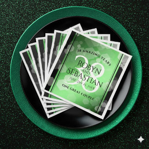 Elegant 38th Emerald Wedding Jubileum Servet