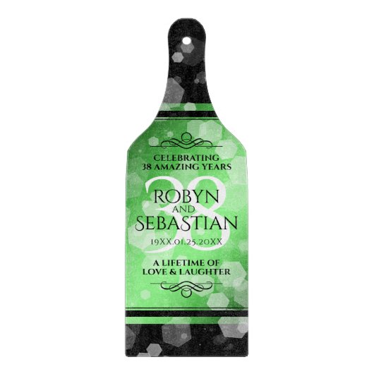 Elegant 38th Emerald Wedding Jubileum Snijplank (Voorkant)