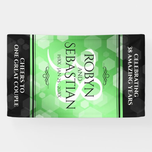 Elegant 38th Emerald Wedding Jubileum Spandoek (Horizontaal)