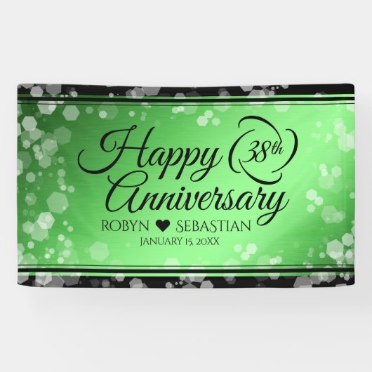 Elegant 38th Emerald Wedding Jubileum Spandoek (Horizontaal)