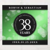 Elegant 38th Emerald Wedding Jubileum Sparkling Wijnetiket (Enkel label)