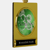 Elegant 38th Emerald Wedding Jubileum Verguld Banner Ornament (Rechts)