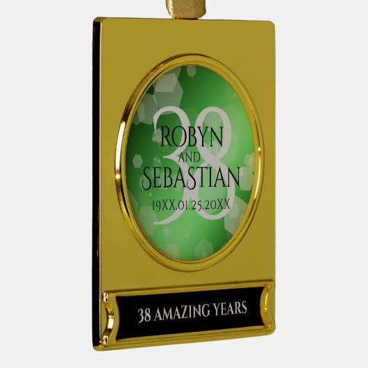 Elegant 38th Emerald Wedding Jubileum Verguld Banner Ornament (Rechts)