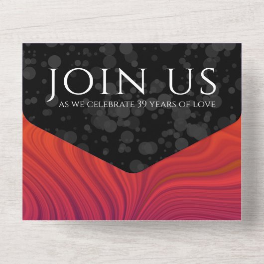 Elegant 39e Agaten Huwelijksjubileum Viering All In One Uitnodiging (Achterkant)
