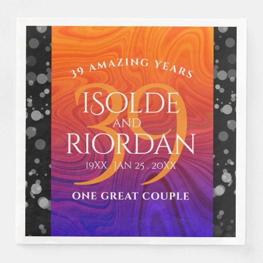 Elegant 39th Agate Wedding Anniversary Celebration Servet (Voorkant)