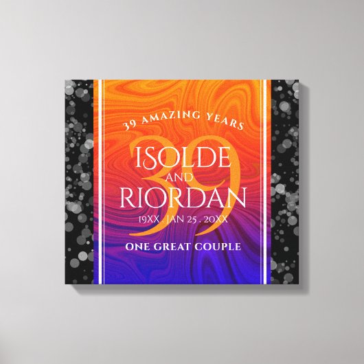 Elegant 39th Agate Wedding Jubileum Celebration Canvas Afdruk (Voorkant)