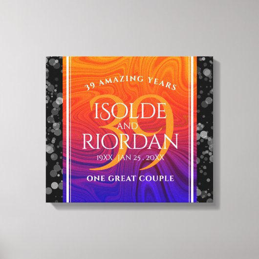 Elegant 39th Agate Wedding Jubileum Celebration Canvas Afdruk (Voorkant)