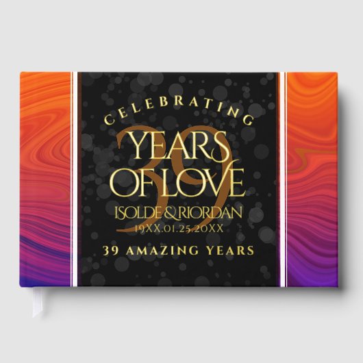 Elegant 39th Agate Wedding Jubileum Celebration Gastenboek (Voorkant)