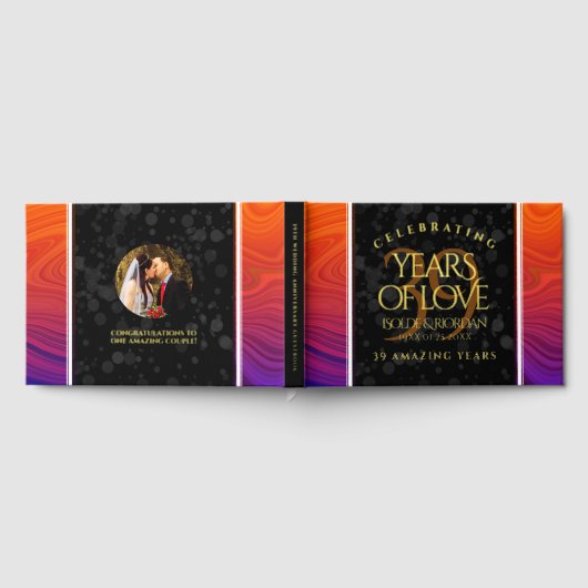 Elegant 39th Agate Wedding Jubileum Celebration Gastenboek (Volledig)