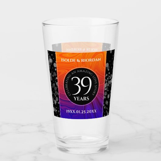 Elegant 39th Agate Wedding Jubileum Celebration Glas (Voorkant)