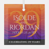 Elegant 39th Agate Wedding Jubileum Celebration Glas Ornament (Voorkant)