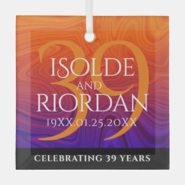 Elegant 39th Agate Wedding Jubileum Celebration Glas Ornament