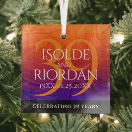Elegant 39th Agate Wedding Jubileum Celebration Glas Ornament
