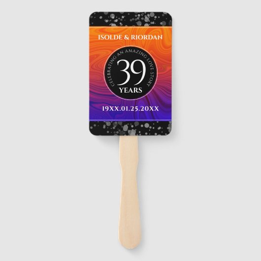 Elegant 39th Agate Wedding Jubileum Celebration Handwaaier (Achterkant)