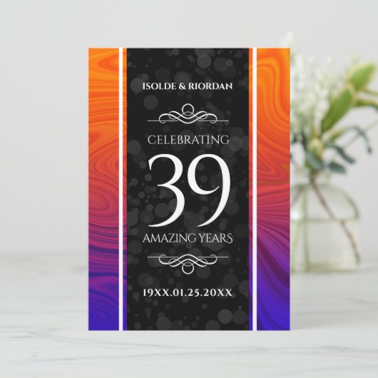 Elegant 39th Agate Wedding Jubileum Celebration Kaart (Staand voorkant)