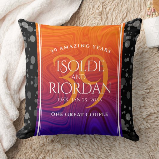 Elegant 39th Agate Wedding Jubileum Celebration Kussen (Deken)