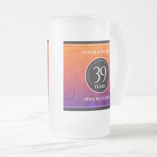 Elegant 39th Agate Wedding Jubileum Celebration Matglas Bierpul (Voorkant rechts)