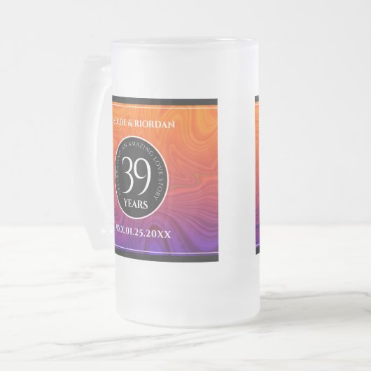 Elegant 39th Agate Wedding Jubileum Celebration Matglas Bierpul (Voorkant links)