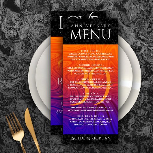 Elegant 39th Agate Wedding Jubileum Celebration Menu