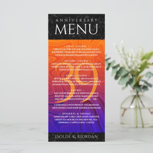 Elegant 39th Agate Wedding Jubileum Celebration Menu (Staand voorkant)