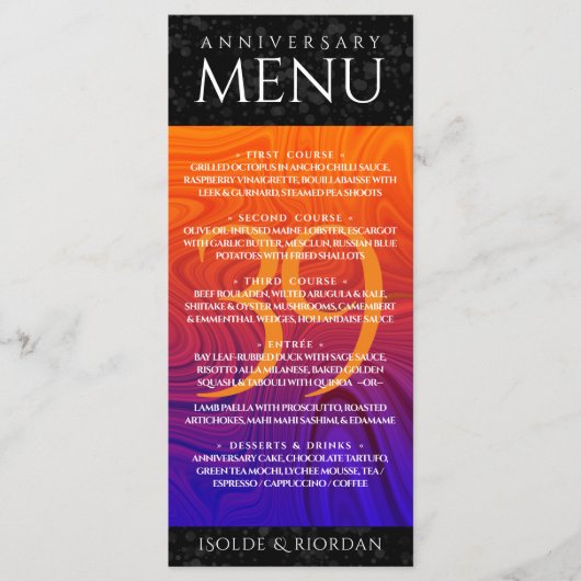 Elegant 39th Agate Wedding Jubileum Celebration Menu (Voorkant)