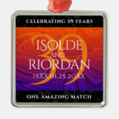 Elegant 39th Agate Wedding Jubileum Celebration Metalen Ornament (Voorkant)